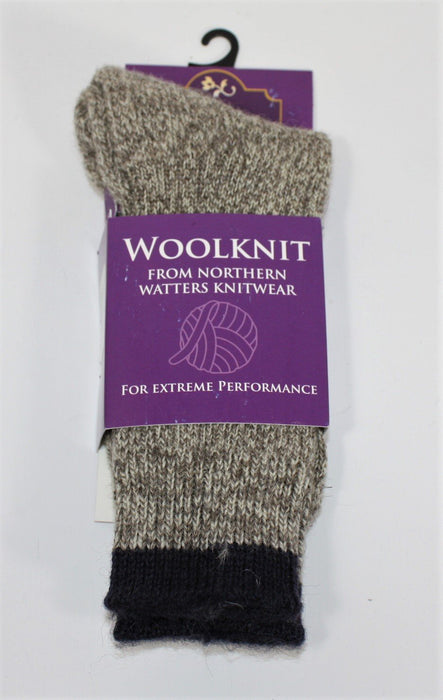 Light Natural Tweed Mid Calf Wool Knit Socks