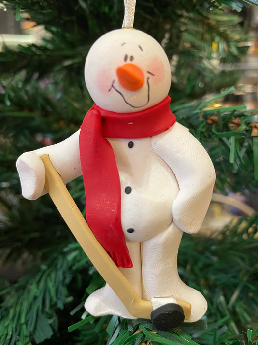 Hockey Stick Snowman Ornament