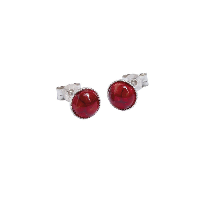 Small Stud Silver Earrings with Milled Edge