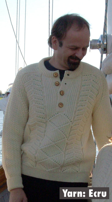 Pattern Knit Button Crew Neck Pullover - Apple (Light Green