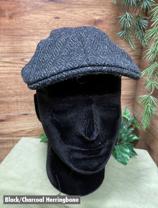 Tweed Trapper Hat Black/White - Erin Knitwear