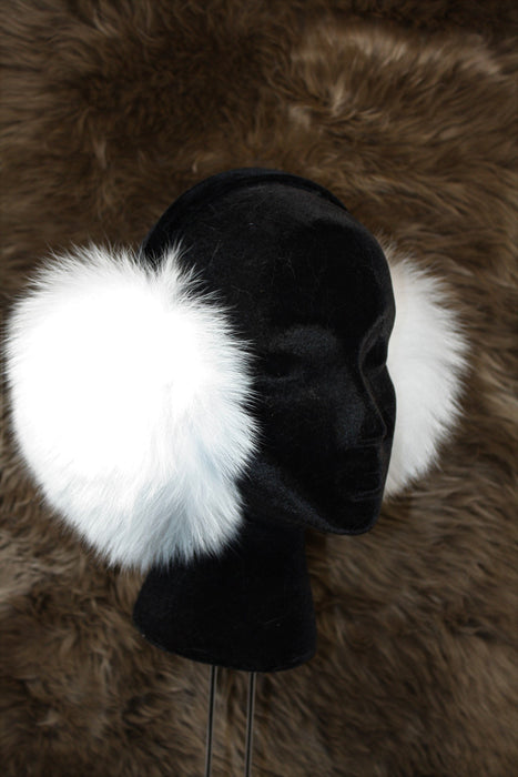 Adjustable Fur Ear Muffs - Fox - White
