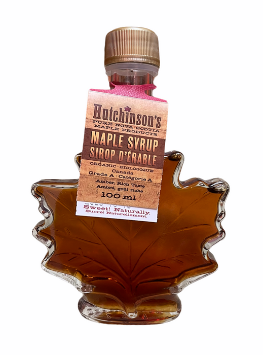 Organic Maple Syrup in Maple Leaf Glass Bottle - 100mL