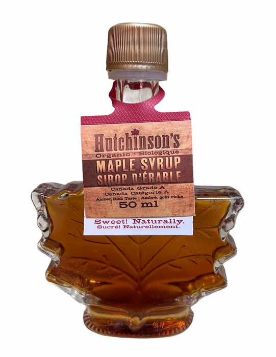 Organic Maple Syrup in Maple Leaf Glass Bottle - 50mL