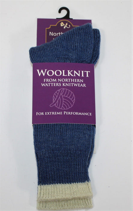 Indigo Mid Calf Wool Knit Socks