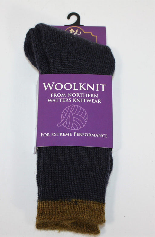 Navy Mid Calf Wool Knit Socks