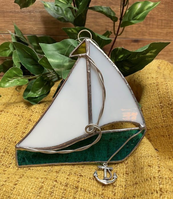 Stained Glass Sailboat Ornament