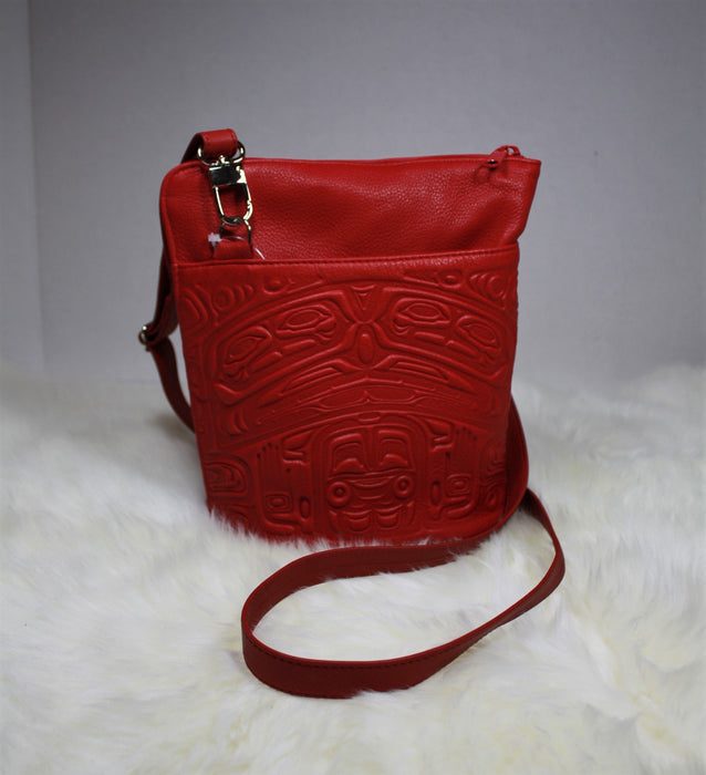 Panabo Black Deerskin Leather Box Bear Design Cross Body Bag