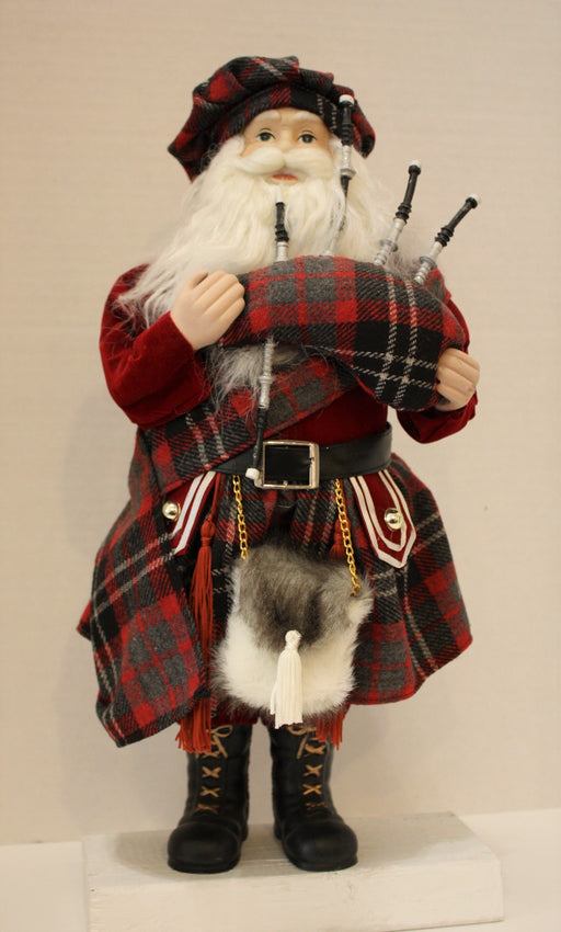Santa Clause Figure in Red-Charcoal Tartan