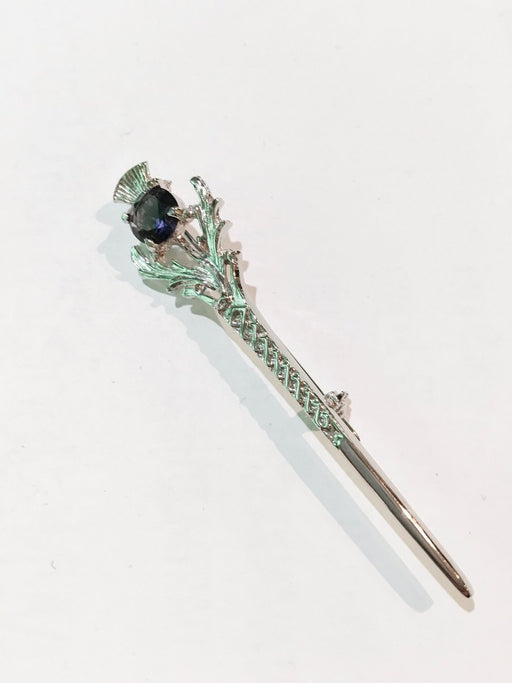 Scottish Thistle with Amethyst Pewter Kilt Pin