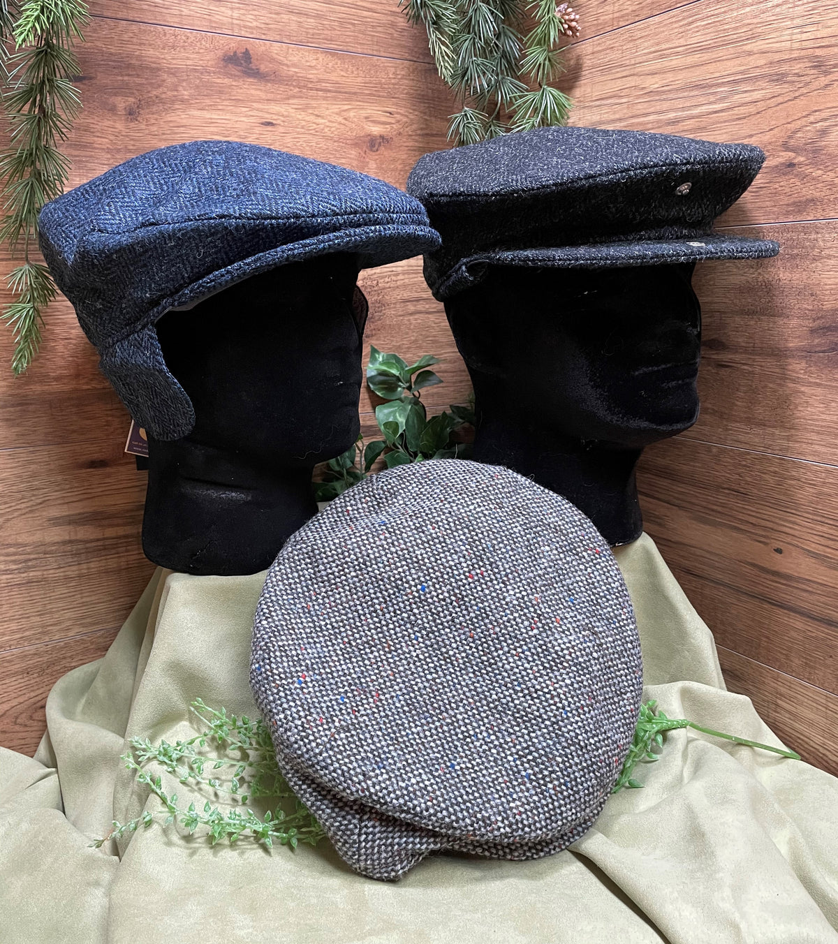 Ear Flaps English Newsboy Cap Man's Wool Solid Color Newsboy Ivy
