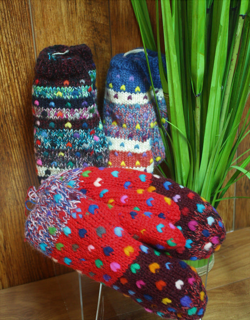 Multi Striped Thrum Mittens (MT599) Blue Tones — Northern